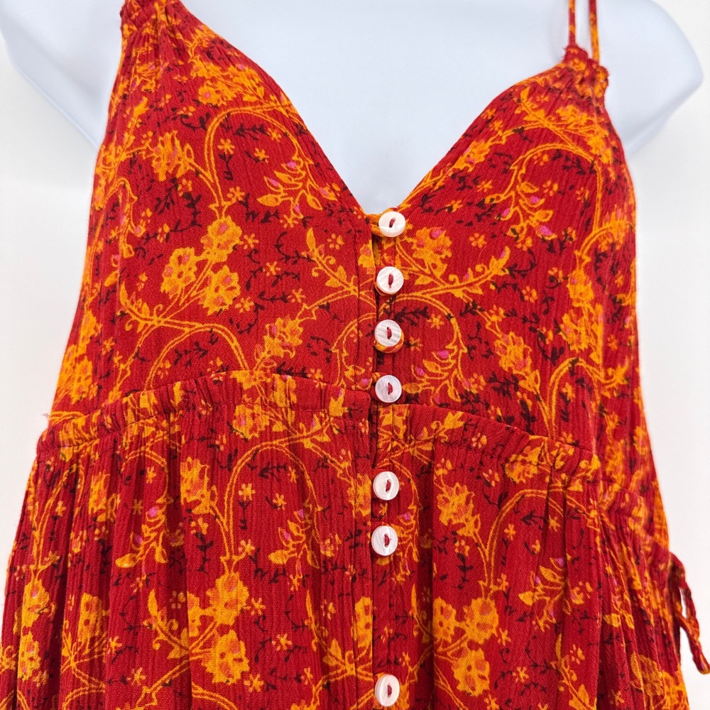 Urban Outfitters Paisley Floral Mix Maxi Dress Button Front Tiered Boho Small S‎ - Picture 3 of 11
